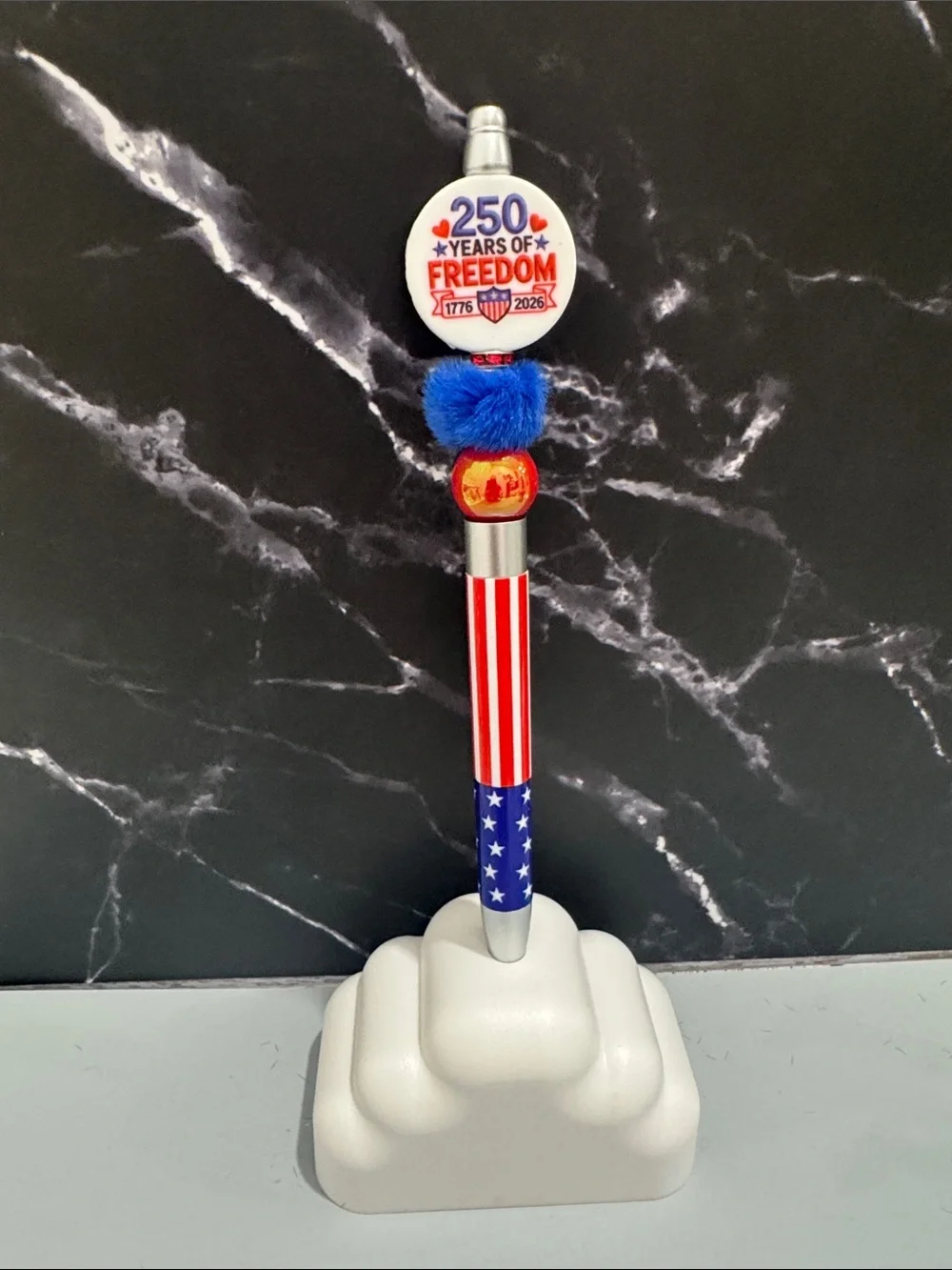 Patriotic 250 Years of Freedom Red White & Blue Decorative Pens …….each